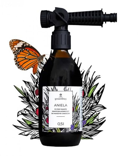 Greenthey Flüssigdünger für Gemüse und Obst mit Sprühaufsatz - Fördert Wachstum, Fruchtbildung und Widerstandskraft | Pflanzendünger für 200m² | Organisch | 0,5 Liter