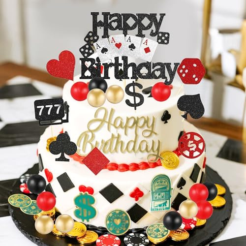 LaVenty Casino Kuchen Dekorationen Casino Geburtstag Kuchen Topper Poker | Casino Kuchen Dekorationen Casino Geburtstag Kuchen Topper Poker Kuchen Topper Poker Chips Würfel für Las Vegas Szene Thema