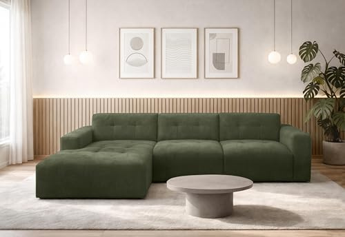AXLIVING Couch in L Form Corlu Eckcouch Grün für Wohnzimmer 310 cm L