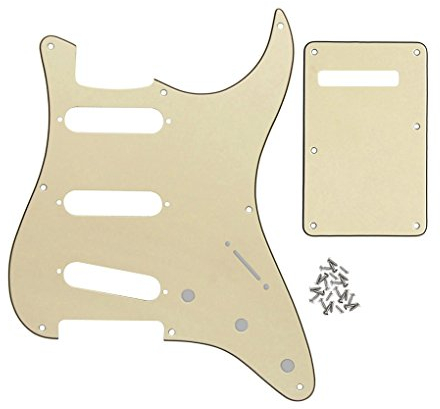 FLEOR 8-Loch-SSS-Schlagbrett und Gitarren-Backplate mit Schraube für den Ersatz von Gitarrenteilen im Vintage-ST -Stil, 3-lagige Creme