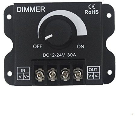 JOYLIT LED Dimmer Switch 12V 24V 30A PWM Knob Rotary Dimming Brightness Controller 360W for LED Strip Lights, LED Module Light