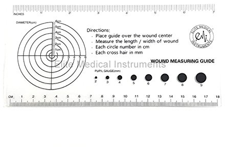 EMI Multi-purpouse Medical Ruler with Wound Measuring and Pupil Gauge Reference Guide