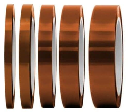 selizo High Temp Tape, 5 Pack Multi – Sized 1/8”, 15/64”, 15/64”, 15/32”, 5/64”, Heat Resistance Up to 280℃ (536℉)