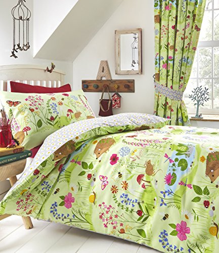 Kids Club Bluebell Woods Bed Duvet Cover and 2 Pillowcases Set, Polyester-Cotton, Green, Double, 200 x 200 x 0.1 cm
