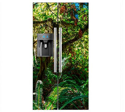 Vinilo Frigorífico Americano Selva Virgen | 90x180cm | Varias Medidas | Pegatinas de Nevera Económicas y Elegantes | Vinilo Nevera