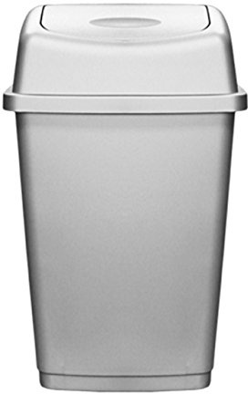 Signature Houseware Plastic 25Lt Flip Top Waste Rubbish Office Kitchen Paper Bin Dustbin (Platinum)