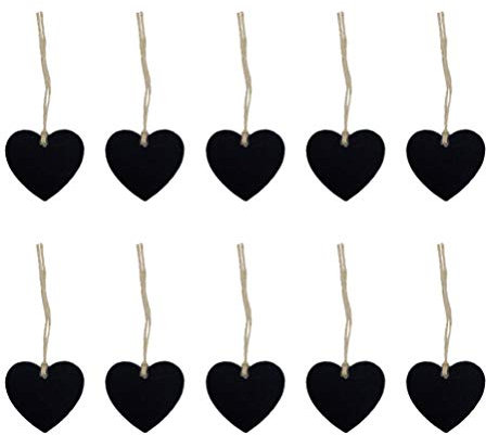 SUPVOX 20 pièces Ardoise Suspendu Coeur Ardoise avec ficelle à Accrocher Mini Tableau Noir Etiquette Ardoise en Double Face pour Enfants Bricolage Fête de Mariage