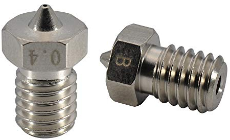 Upgrade-3D-Drucker, vergoldet, verschleißfest, M6-Gewinde, Messing-Düsen-Set für 1,75 mm V6 Hotend Titan Aero Extruder Prusa I3 MK3 MK3S Anycubic I3 Mega 3D-Drucker, 2x0.4mm