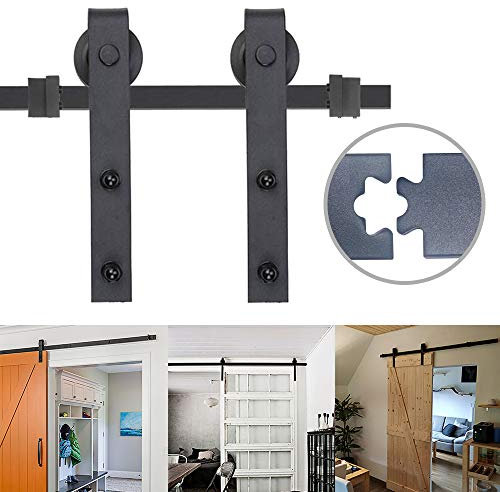 NAIZY Système De Porte Coulissante Ensemble, Ferrure, Inclus Rail De Guidage, Accessoire Pour Porte De Cuisine, Grange, Bureau - 65ft (200cm)