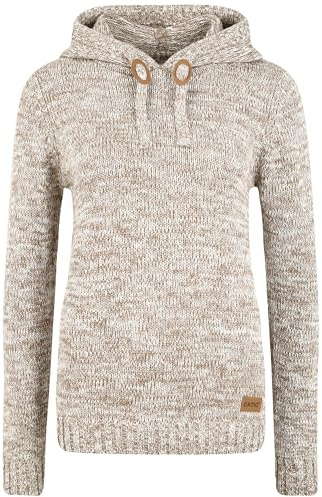 OXMO OXPhilia Damen Strickpullover Grobstrick Pullover mit Kapuze