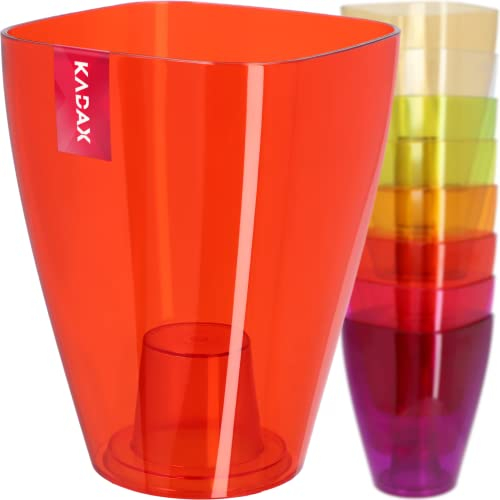 KADAX Pot de fleurs, pot à orchidées, pot de fleurs simple, pour orchidée, juvénile, marguerite, pot de fleurs pour cuisine et salon (diamètre 9 cm, rectangulaire, rouge)