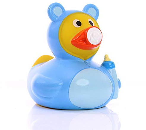 Schnabels Quitsche-Ente Baby (hellblau) - Geschenk für Geburt Geburtstag Namenstag Kinder Baby Freund-in Mädchen Junge - Spielzeug Bade-Ente Badewanne Deko