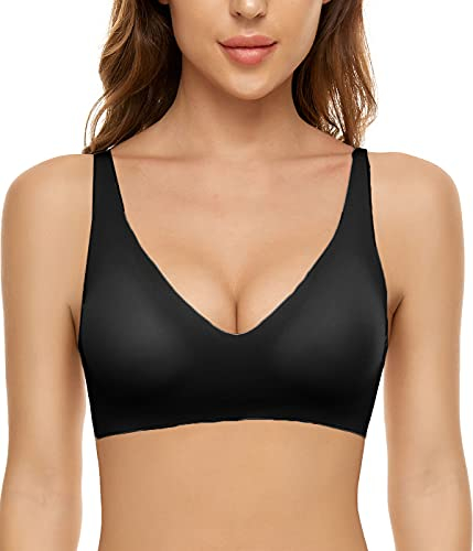 CheChury Soutien Gorge sans Armature Push Up Brassière Femme Sport Confortable Soutien-Gorge pour Quotidien Yoga - Noir - Taille S
