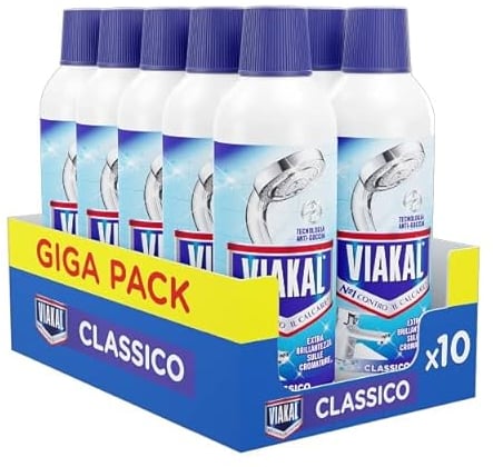 Viakal Anticalcare Detersivo Liquido Classico, 10 x 470 ml, Con Tecnologia Anti-goccia, Il Numero Uno Per Il Tuo Bagno Contro Il Calcare E Le Macchie D'Acqua