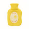 Kaxilu Love Life Hot Water Bottle with Cover - Bee Happy, Yellow, Rectangular, Knitted Cover, Hot Therapy, Medium (27 x 16cm)