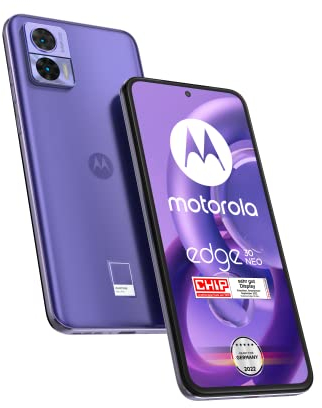 Motorola Moto Edge30 neo Smartphone (6,3'-FHD+, fotocamera da 64 MP, 8/128 GB, 4020 mAh, Android 12), Very Peri, con cover protettiva + adattatore auto