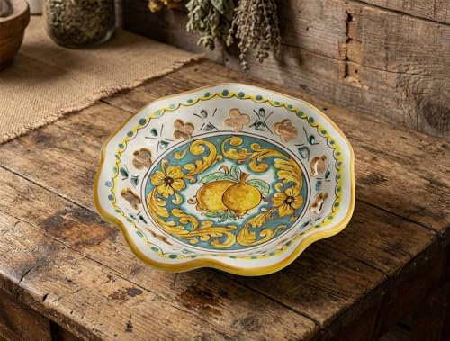 Generico Ciotola in ceramica siciliana giallo e verde di santo stefano di camastra decorata a mano Limoni Art 22
