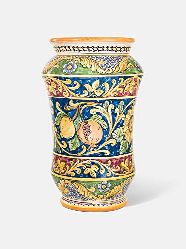 TERRECOTTE DEL SOLE - Portaombrelli siciliano originale decoro floreale H 50 cm, realizzato e decorato a mano.