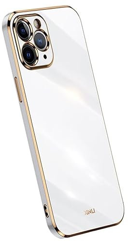 Topme Silikonhülle für iPhone 11 Pro Max (6.5 Inches), [handyhülle im Goldrand-Stil] - Weiß