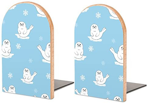 Dessin animé Mignon bébé Phoque bébé Serre-Livres en Bois Porte-Livres Lourds pour étagères Serre-Livres décoratifs