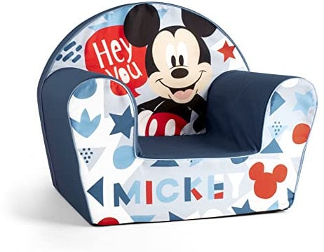 Lulabi Mickey Icon Poltroncina Bimbo, Blu, Decorata, in Cotone e Spugna, Misura 51x33xH43cm