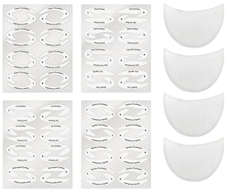 8 Stück Eyeliner-Schablonen, Lidschatten-Schablonen-Set, schnelle Augen-Make-up-Aufkleber-Schablonen für Anfänger, 10 Stück Lidschatten-Pads, Lidschatten-Schutz-Pads, Augen, Lippen, Make-up-Tools