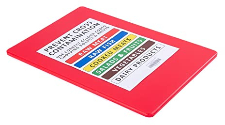 BAKI Planche à découper en plastique commerciale 45,7 x 30,5 x 1,3 cm (rouge)