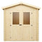 Woodtex Holz Gerätehaus Mini 2 C | Gartenhaus | Wandstärke 28 mm | Blockbohlenbauweise | Naturbelassen | Satteldach | BxTxH: 198 x 198 x 214,5 cm | Inkl. Doppelflügeltür mit Echtglas | Ohne Fußboden