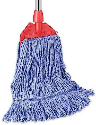 GRAREND Trapeador Comercial con Mango de trapeador de 60 Pulgadas, fregona Industrial de algodón Resistente para Limpieza de Suelos, mopa húmeda de Cuerda en Bucle para el hogar, Cocina, Garaje,