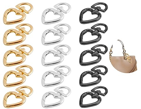 15 Pcs Herz Schlüsselanhänger Karabinerhaken Hummer Haken Schlüsselringe Karabiner D-Ring Karabiner Clip Herz Federhaken Metall Herz Schlüsselbund für DIY Schmuckherstellung Keychains Bags