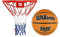 Wilson NBA Basketballkorb - Basketballkorb Outdoor Wandmontage mit pulverbeschichtetem Basketballring (Ø 45cm), Netz in den Offiziellen NBA Farben inkl. Wilson Gamebreaker Gr. 7…