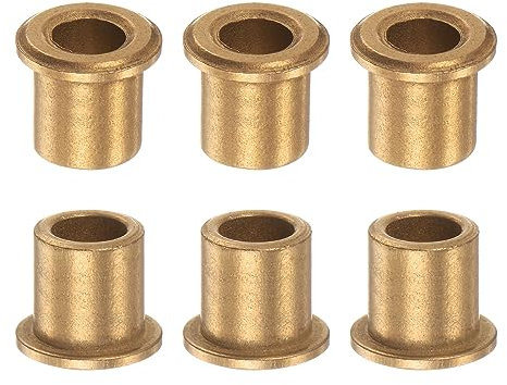 sourcing map 6 Stück Flanschlagerhülse, 8 mm Bohrung, 12 mm Außendurchmesser, 15 mm Länge, 2 mm Flanschstärke, Bronzebuchsen, selbstschmierende Buchsen, Hülse für Industrieausrüstung