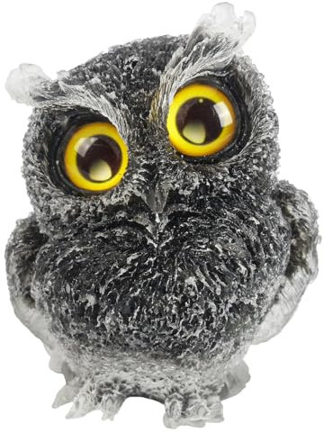 Lovionus89 Figuras de búho decoración del hogar, piedras de cristal resina estatua animal para decoración del hogar u oficina o coleccionables, obsidiana negra