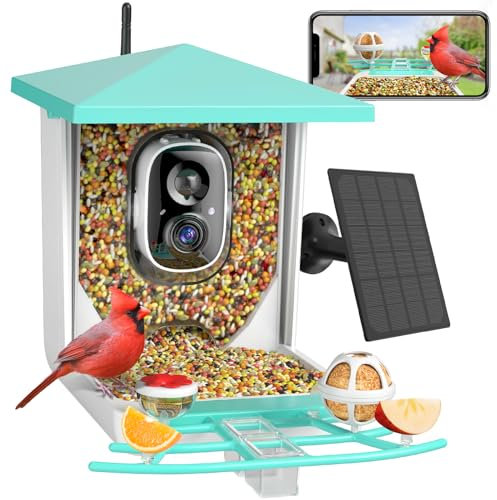 Smart Bird Feeder with Camera Solar Powered, Free AI Identify 6000+ Bird Species & Motion Detection
