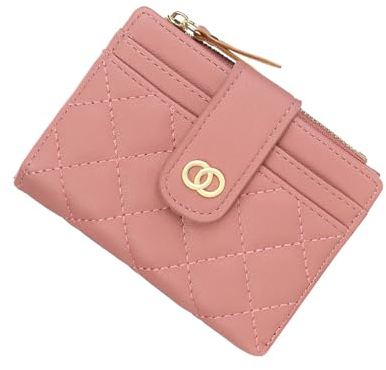 SUNAVY® Mini Geldbörse Klein: Viele Fächer, 8 Kartenfächer, Münztasche - Damen Leder RFID Schutz - Rosa