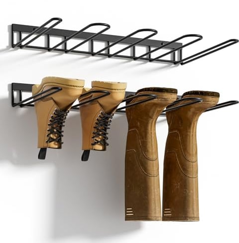 zacurter Welly Boot Rack - Wall Mounted Welly Boot Stand for 4 Pairs - Metal Welly Boot Storage Rack for Outdoor and Indoor - Shoe Storage Rack for Entryway,Garage,Mudroom