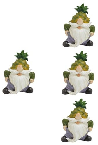 Sosoport 4pcs Garden Gnome Statue Resin Gnome Figurine for Outdoor Decor Fairy Garden Statue Desktop Decor