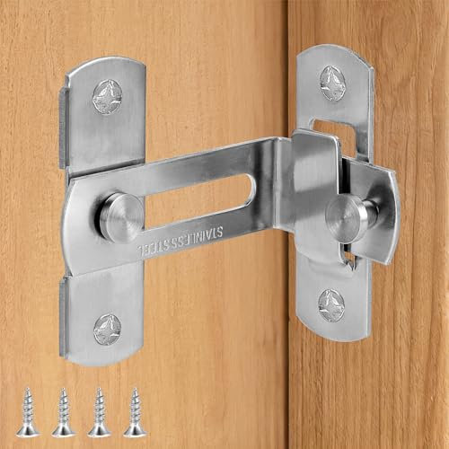 Amaxiu Barn Door Latch, 90 Degree Sliding Barn Door Lock Flip Door Sliding Latch Stainless Steel Barn Door Lock Latches Lock for Bedroom Safety Door Lock