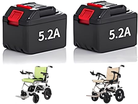 AMITD Elektrischer Rollstuhl Batterien Zubehor, 20Km Reichweite Li-Akku, 2 Seconds Quick Disassembly, Kann Unabhängig Aufgeladen Werden, Kann ins Flugzeug Steigen