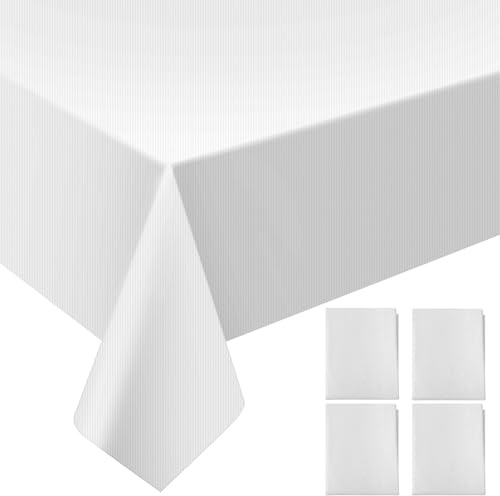 Sinload 25 Pack White Paper Tablecloths for Rectangle Tables Disposable