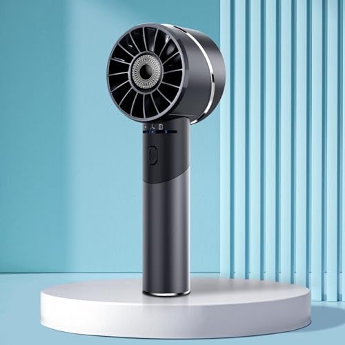 Wastou Handheld Fan, Mini Alloy Metal Personal Fan, USB Rechargeable High-Speed 16H Lasting Battery 4 Adjustable Speeds Portable Turbo Fan, Small Pocket Hand Fan for Travel, Summer Gift (Black)