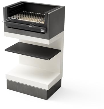 TUOZI - Barbacoa de Obra para Leña y Carbón Modelo KITAWAY Mini Grill (Gris/Blanco - 63 x 41,5 x 110 cm) Ref: T00979 - Uso en Exteriores