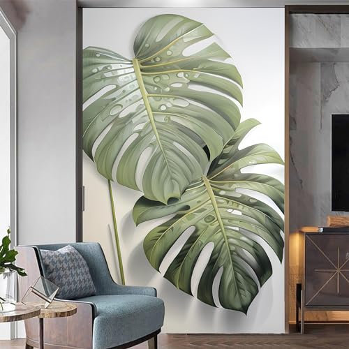 Carta da parati con foglie di banano, autoadesiva, autoadesiva, per ufficio, soggiorno, camera da letto