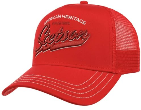 Stetson Casquette Trucker Since 1865 Homme - Snapback de Baseball Snapback, avec Visiere, Visiere Printemps-ete Printemps Ete Automne Hiver - Taille Unique Rouge