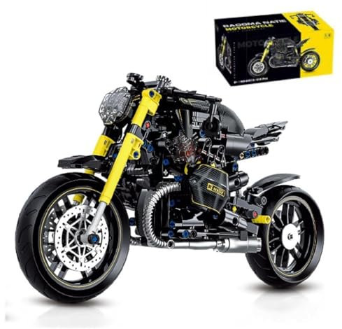 Technik Motorrad Bausteine, 618 Teile 1:8 Klemmbausteine Supermotorrad, Technik Gelände Motorrad Rennen Superbike Modellbausatz Geschenk für Kinder Erwachsene Kompatibel mit Andere Marken (60515)