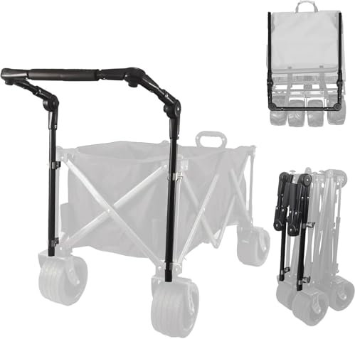 Sadodo Foldable Wagon Cart Handle,Push and Pull Handle Stainless Steel For Camping Trolley,Indoor Outdoor,Fits Most Collapsible Wagon/Garden Carts,Round Square Pole