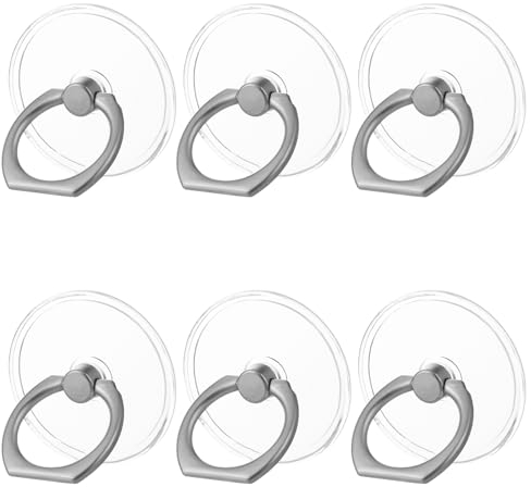 Teaaha 6 Stück Handy Ring Halterung, 360 Drehung Transparent Handy Ringhalter Handyringhalterung Finger Handy Griff Handyring Handy Halter Finger Kompatibel für Handys Smartphones Tablets (Rund)