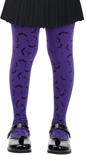 Yilanmy Halloween Strumpfhose Mädchen Lila Spinnennetz Hexe Fledermaus Halloween Strumpfhose Kostüm Kinder Leggings