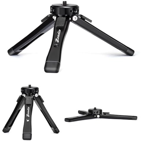 Zeadio Hochleistungs Mini-Metall-Stativ : Universales Kleintischstativ für Kamera, Gimbal, Action-Cam, Camcorder, Mikrofon, LED-Licht etc. (40kg/88lb Tragkraft)