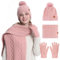 Mütze Und Schal Set Damen, Mütze, Schal & Handschuh-Sets Für Damen 3 In 1, Beanie Mütze Schal Set Damen Winter, Touchscreen Handschuhe Schal Und Mütze Damen Set Winter Wärmer Mütze Damen Winter(Rosa)